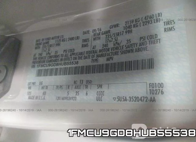 1FMCU9GD8HUB55538