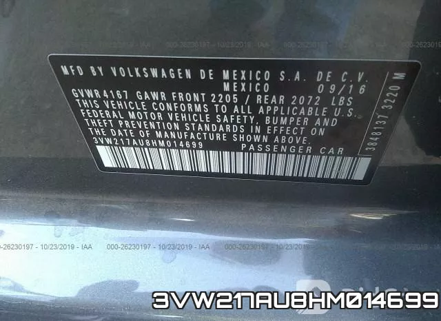 3VW217AU8HM014699