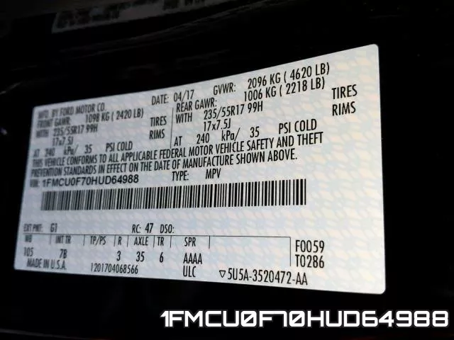 1FMCU0F70HUD64988