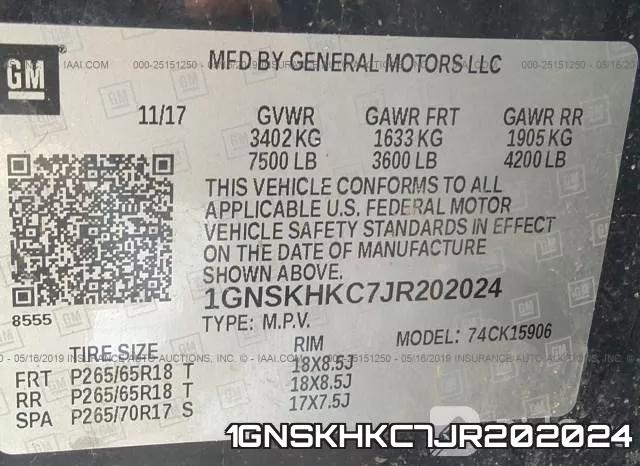 1GNSKHKC7JR202024