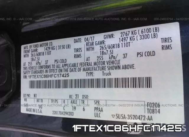 1FTEX1C86HFC17425