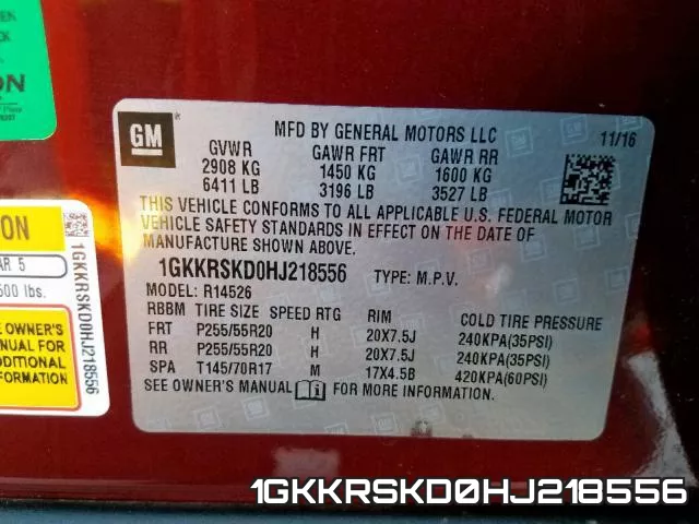 1GKKRSKD0HJ218556