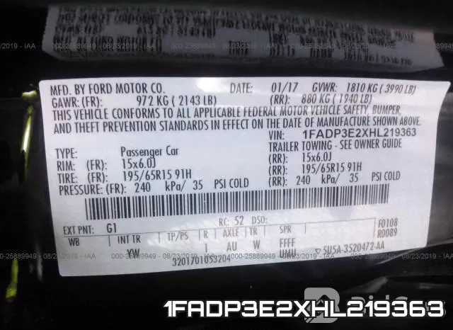 1FADP3E2XHL219363