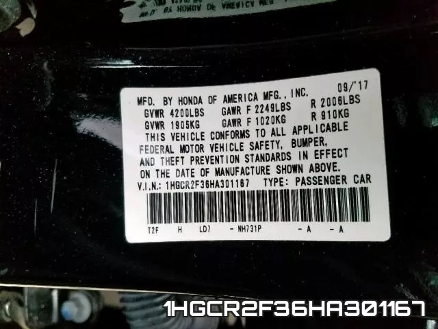 1HGCR2F36HA301167
