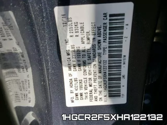 1HGCR2F5XHA122132