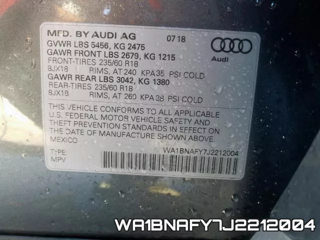 WA1BNAFY7J2212004