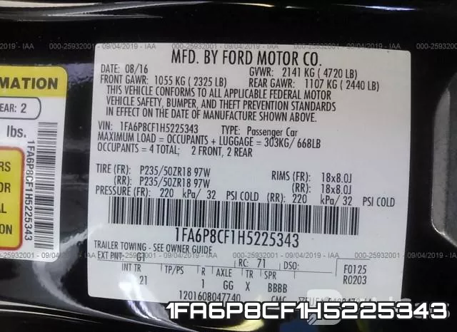 1FA6P8CF1H5225343