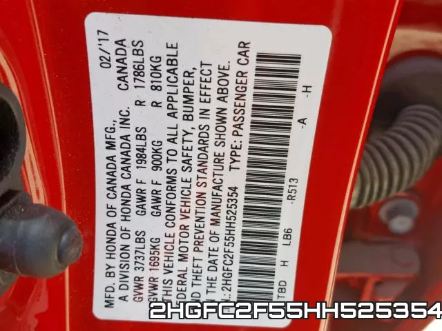 2HGFC2F55HH525354