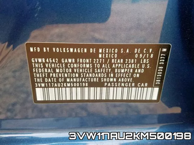 3VW117AU2KM500198