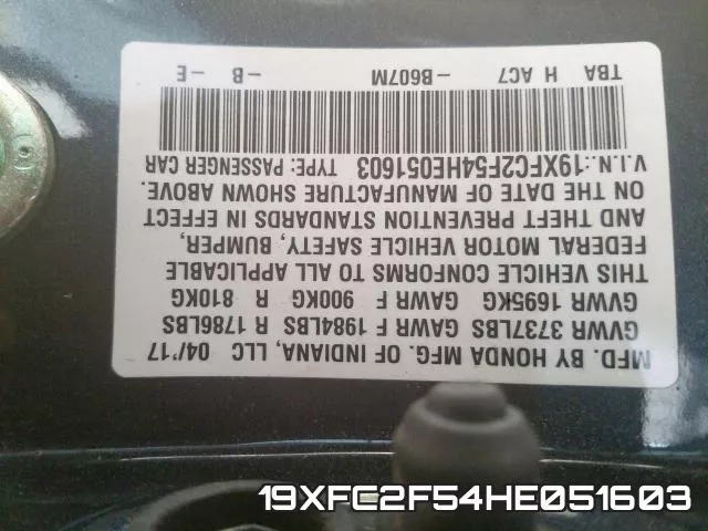 19XFC2F54HE051603