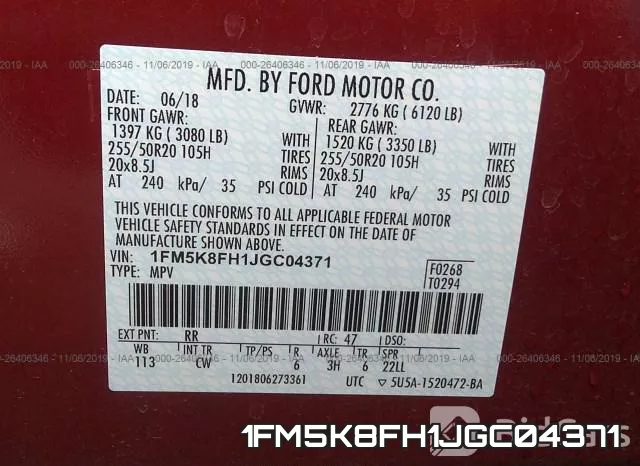 1FM5K8FH1JGC04371