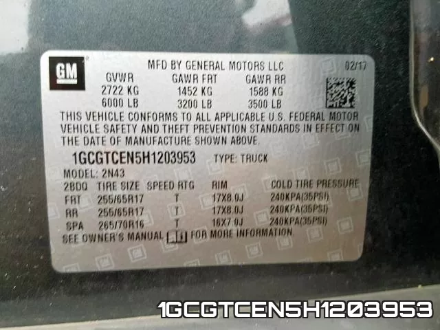1GCGTCEN5H1203953