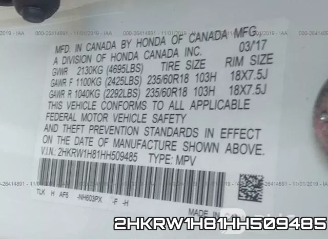 2HKRW1H81HH509485