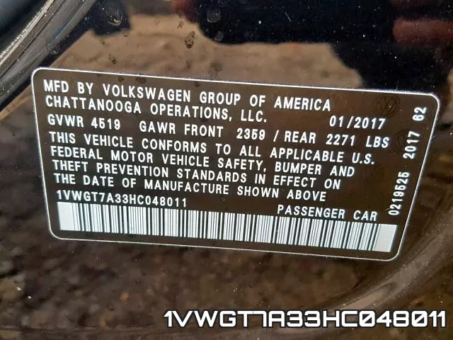 1VWGT7A33HC048011
