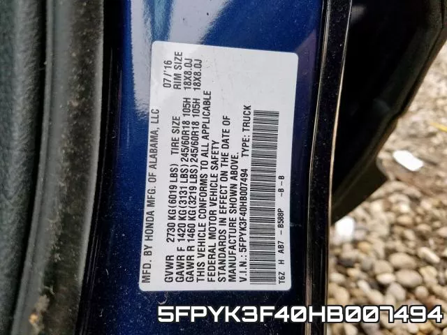 5FPYK3F40HB007494