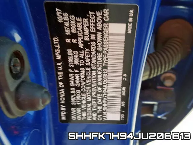 SHHFK7H94JU206813