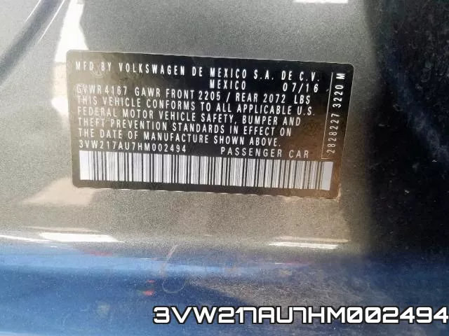 3VW217AU7HM002494