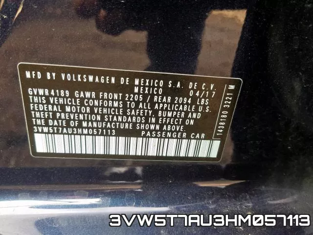 3VW5T7AU3HM057113
