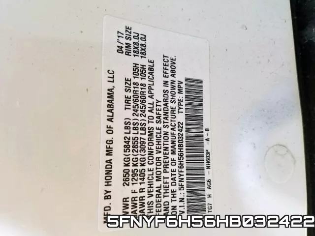 5FNYF6H56HB032422
