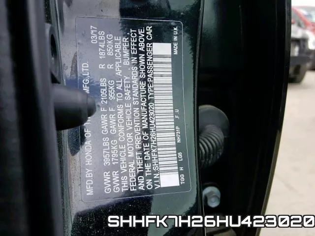 SHHFK7H26HU423020