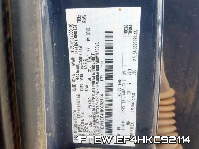 1FTEW1EF4HKC92114