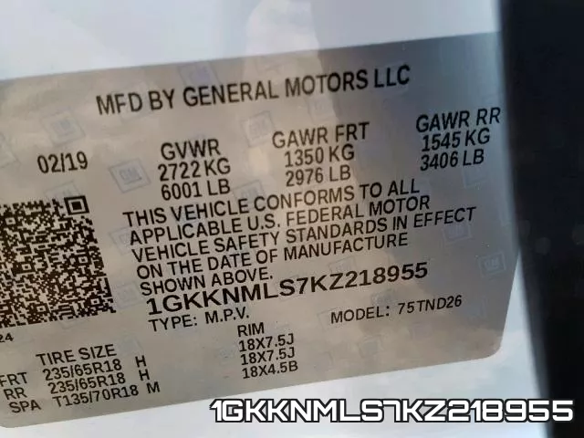 1GKKNMLS7KZ218955