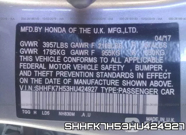 SHHFK7H53HU424927
