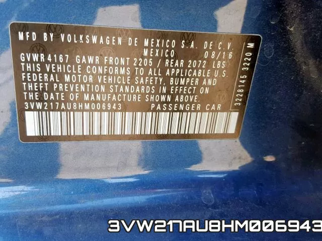 3VW217AU8HM006943