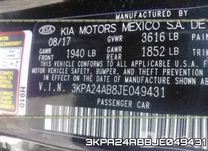 3KPA24AB8JE049431