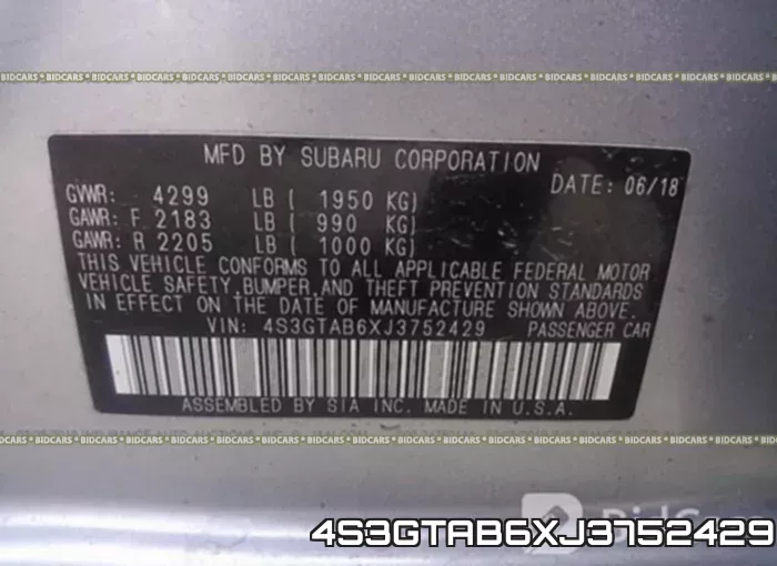 4S3GTAB6XJ3752429