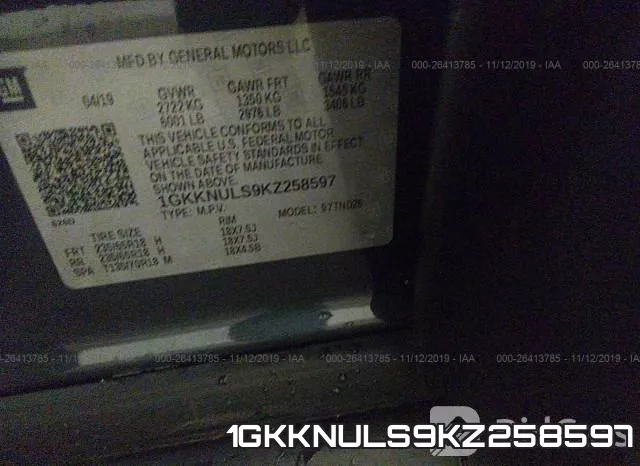 1GKKNULS9KZ258597