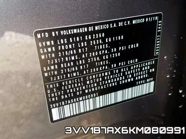 3VV1B7AX6KM080991