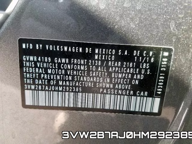 3VW2B7AJ0HM292385