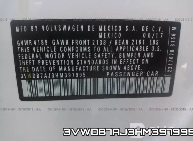3VWDB7AJ3HM397995