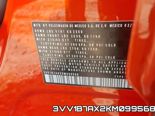 3VV1B7AX2KM099568