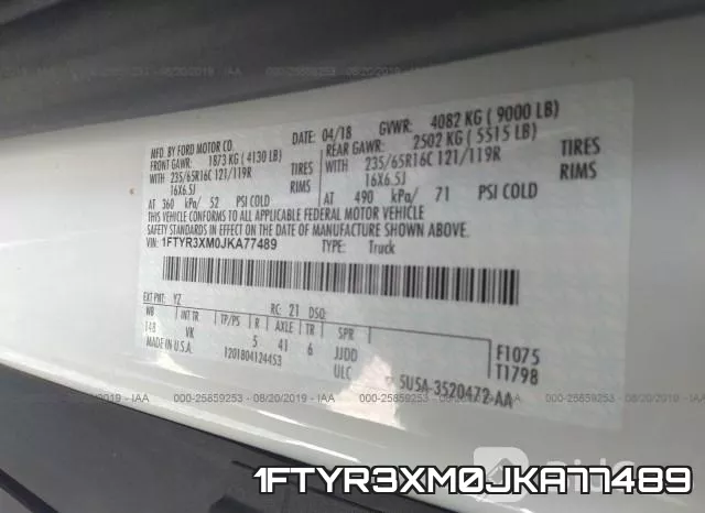 1FTYR3XM0JKA77489