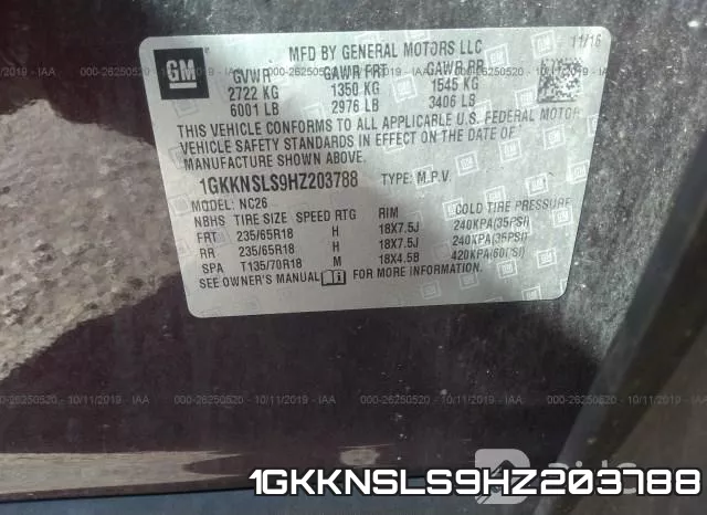 1GKKNSLS9HZ203788