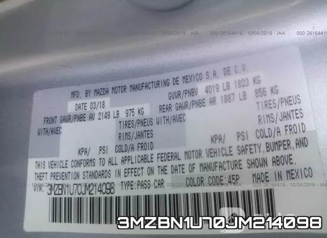 3MZBN1U70JM214098