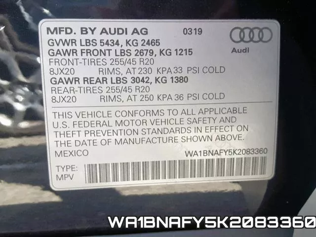 WA1BNAFY5K2083360