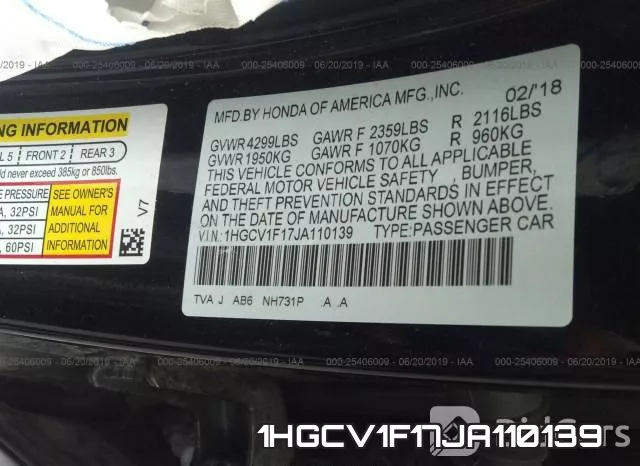 1HGCV1F17JA110139