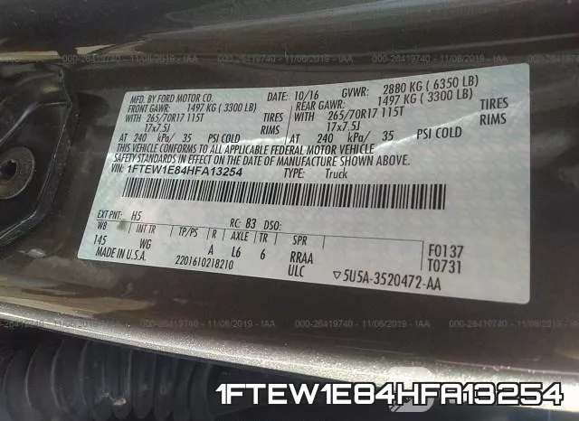 1FTEW1E84HFA13254