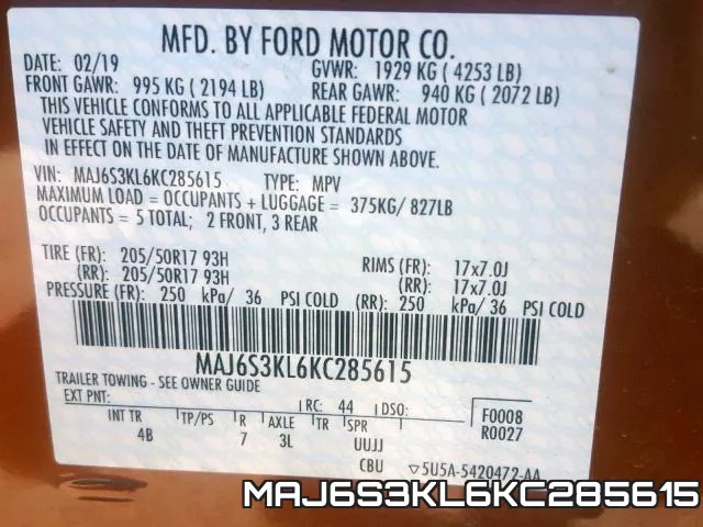 MAJ6S3KL6KC285615