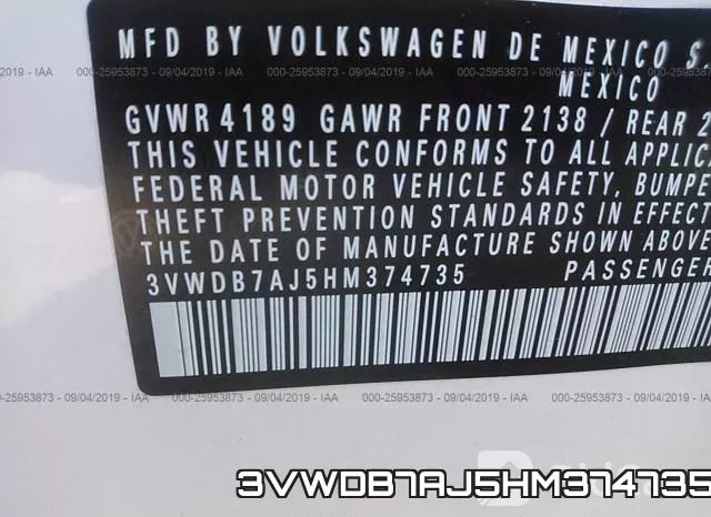 3VWDB7AJ5HM374735