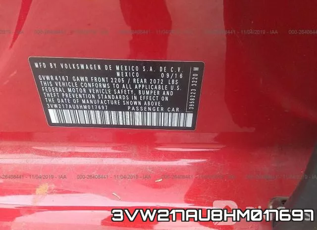 3VW217AU8HM017697