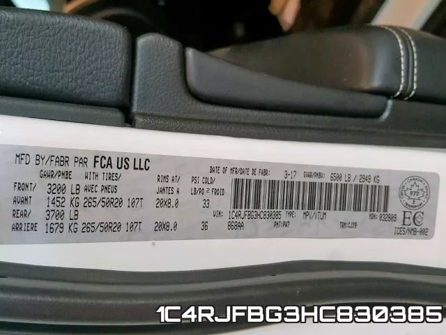 1C4RJFBG3HC830385