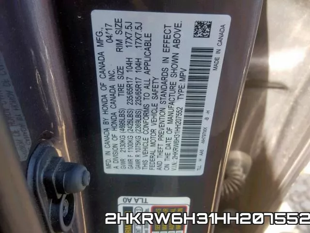 2HKRW6H31HH207552