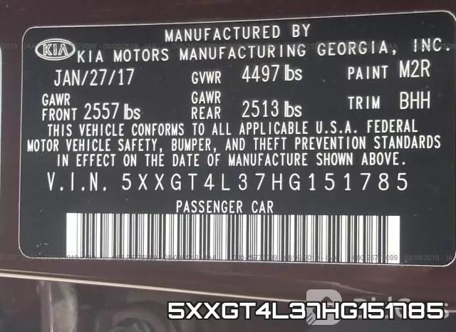 5XXGT4L37HG151785