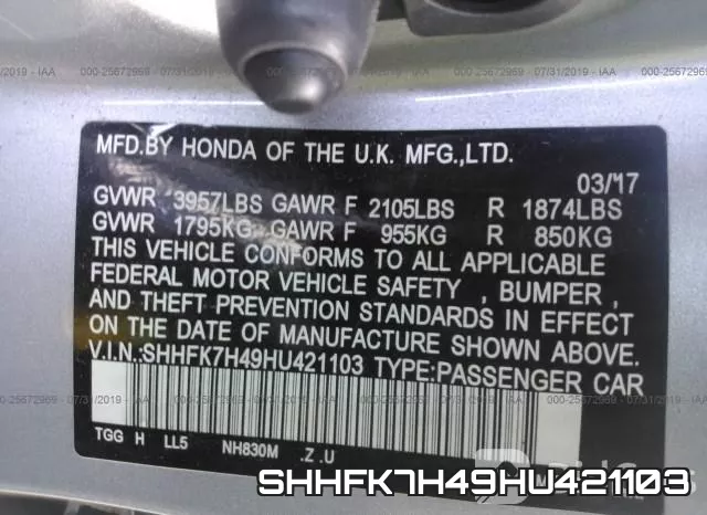 SHHFK7H49HU421103