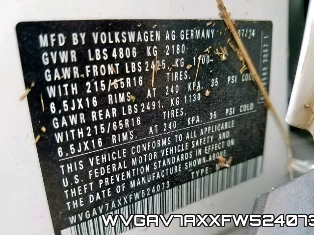 WVGAV7AXXFW524073
