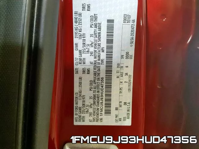 1FMCU9J93HUD47356